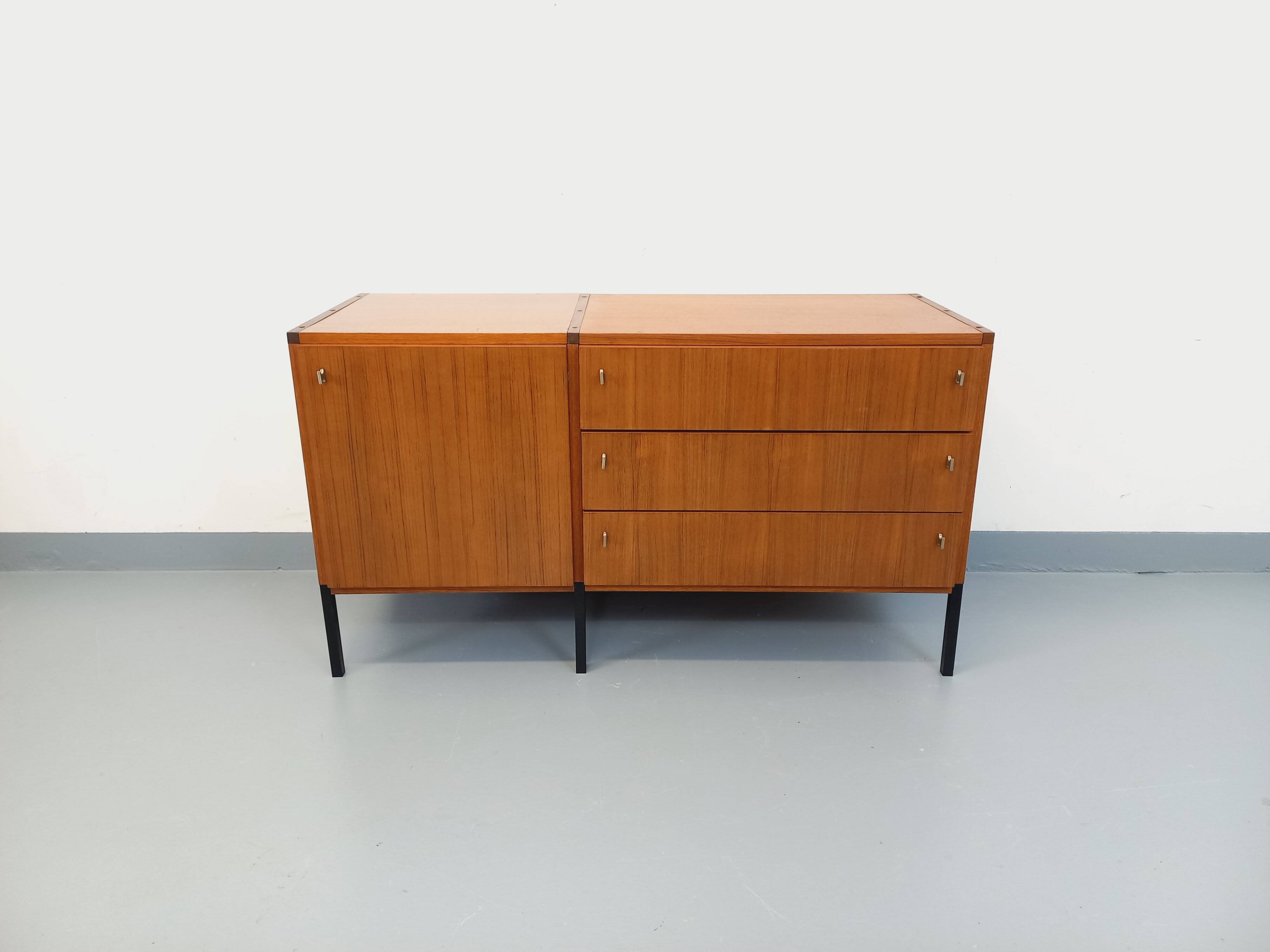 Vintage modernist enfilade ARP Minvielle by Guariche Mortier Motte teak