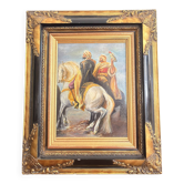 Oil Painting Canvas Orientalist Horseman Falcon Arab Hunting