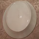 2 anciens plats de service ovales en porcelaine blanche 34cm, fin 19e