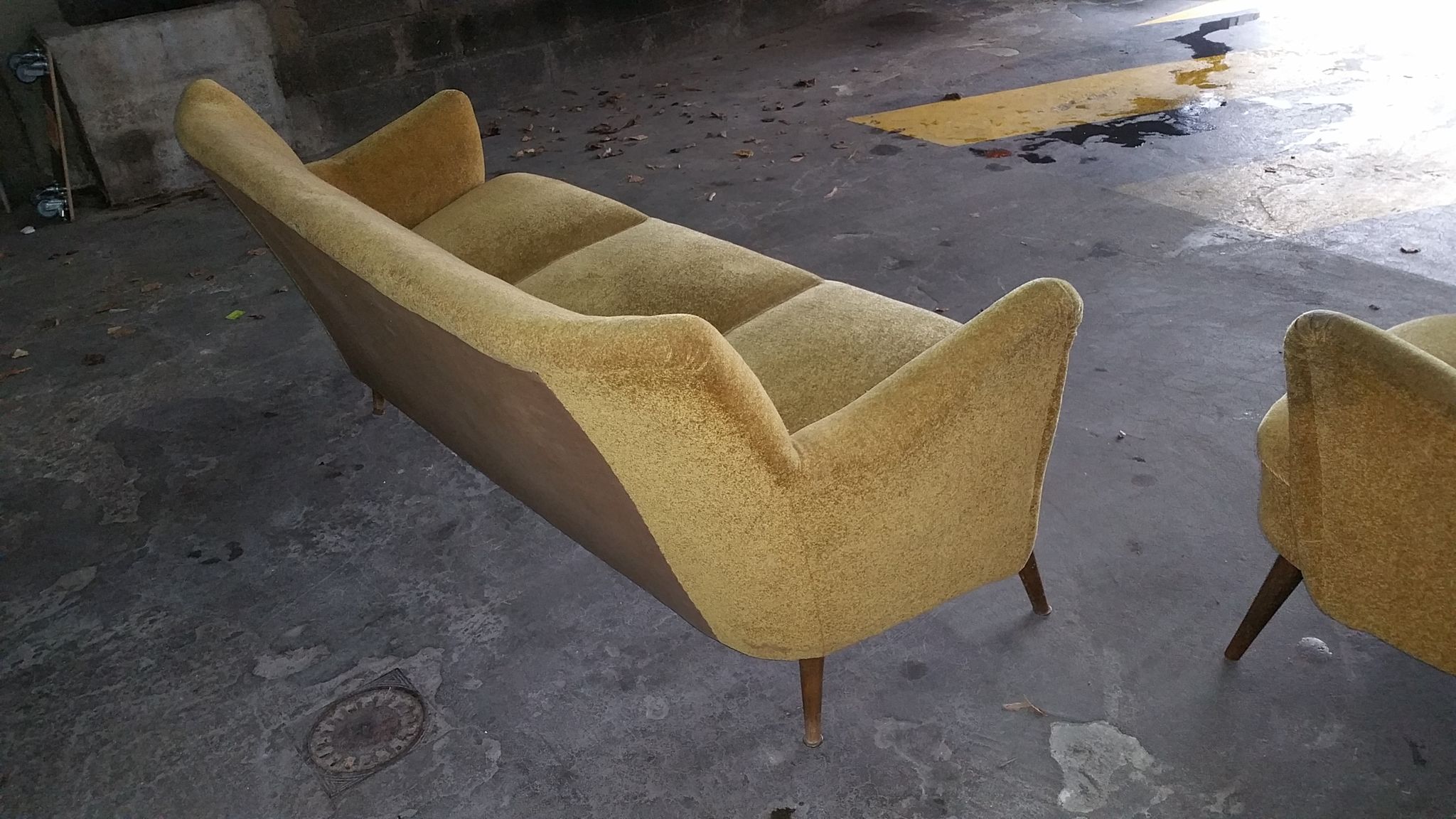 Set of lounge couch sofa 2 chairs 50s vintage