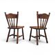 Set of 2 Oak Wood Victorian Child Stick Back Chairs / 1960s