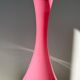 Vintage pink opaline glass vase, white foot h: 53cm