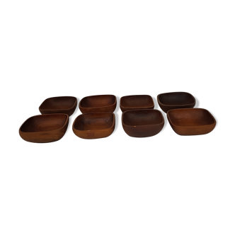 Lot of 8 ramekins scandinavian teak