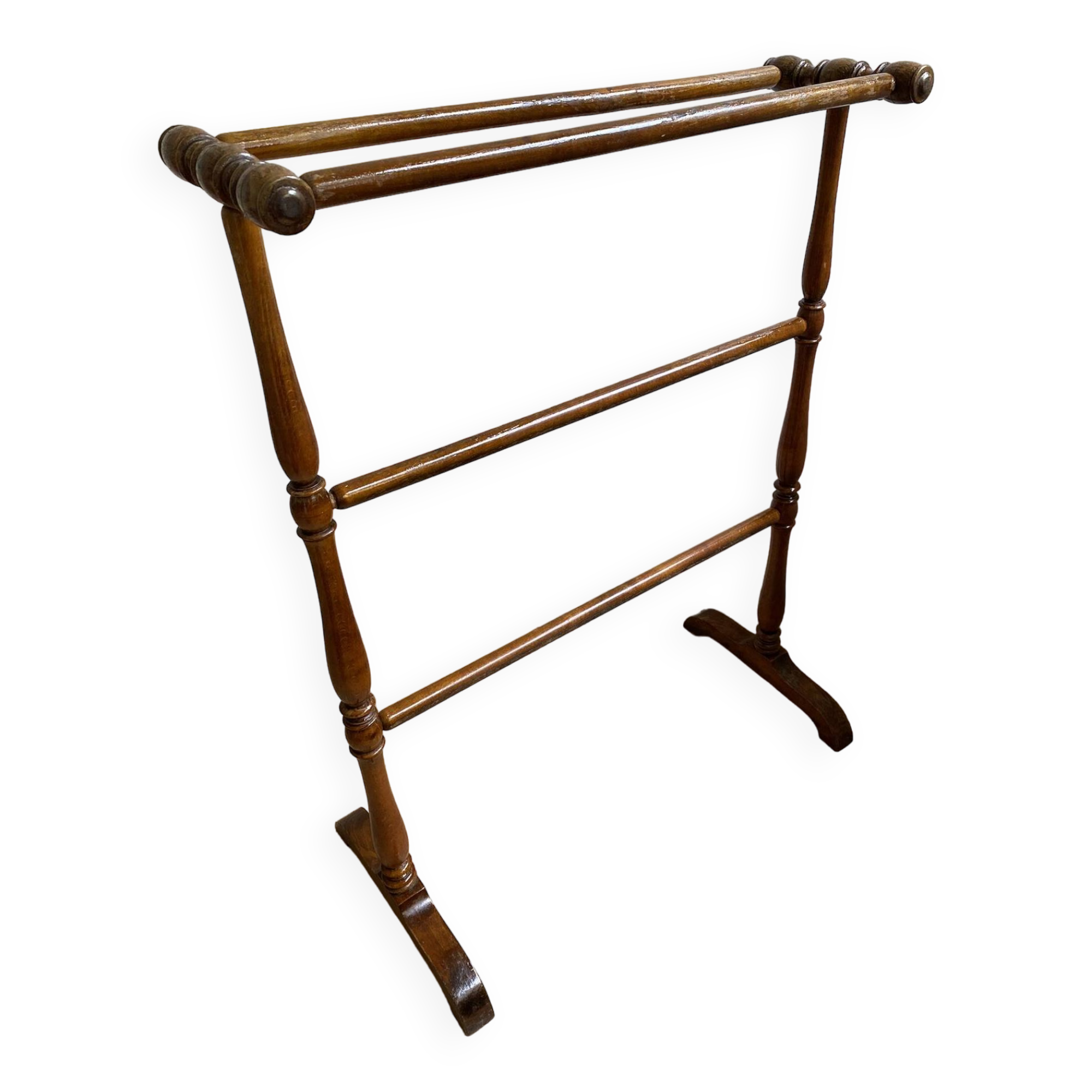 Vintage turned wooden towel rack