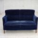 1960s, Danish 2-seater sofa. dark blue furniture velour.