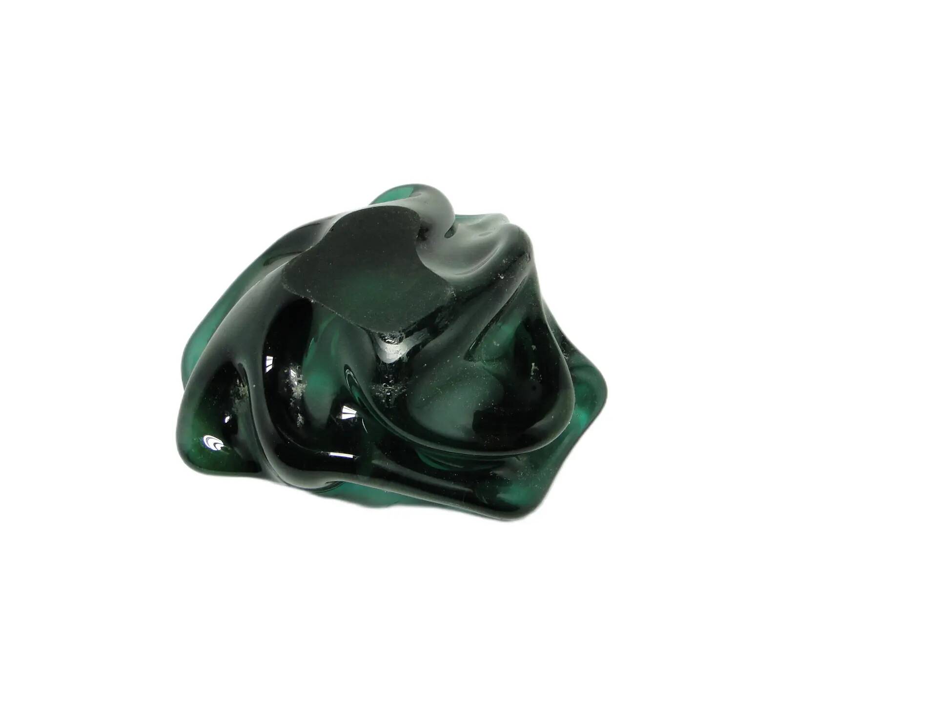 Mid-century modern ashtray, green glass, Poland, 1970s.