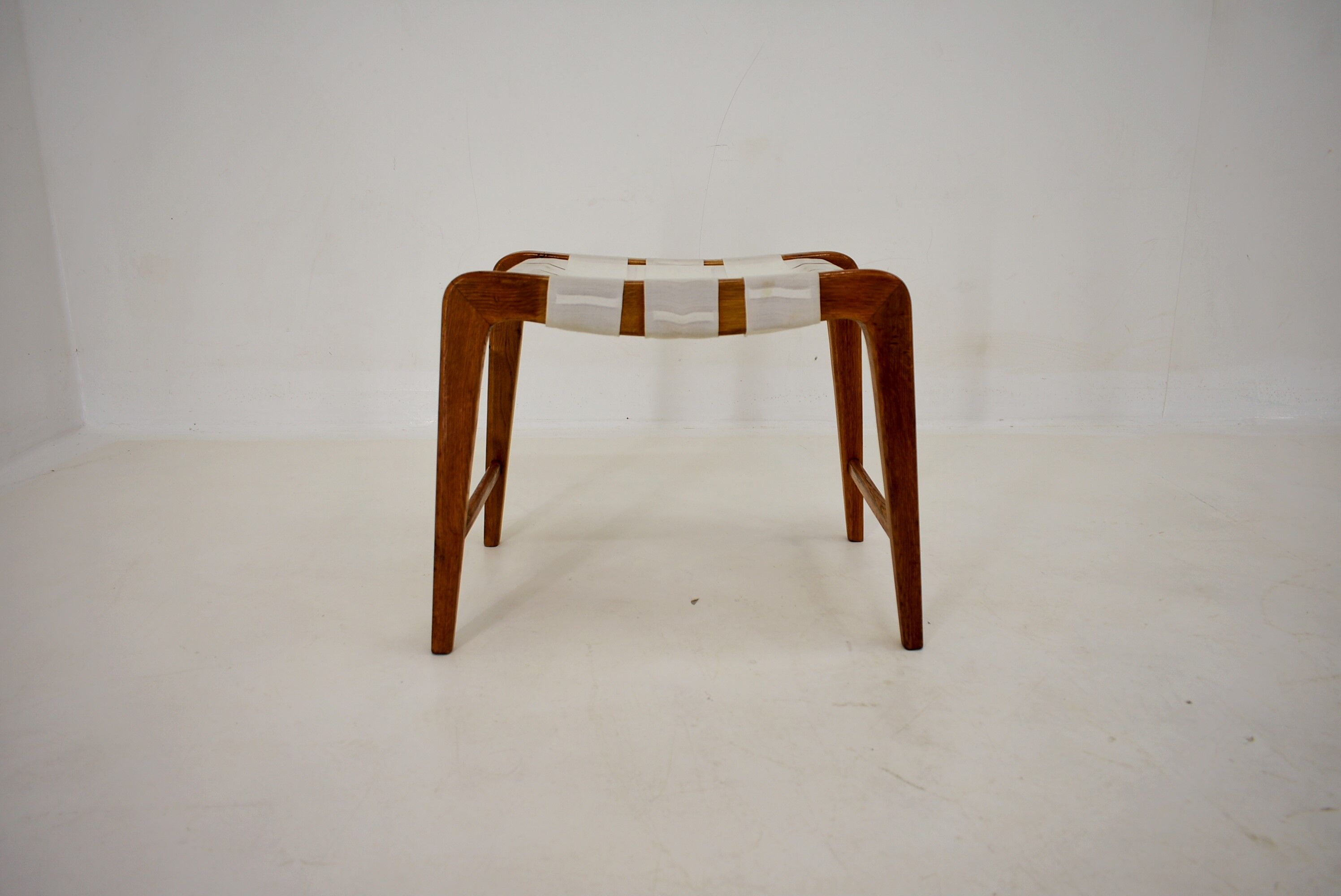 1940s, Jan Vanek Sculptural Oak Stool or Ottoman, Czechoslovakia
