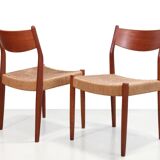 Set of four teak and papercord Marten Franckena chairs for Fristho