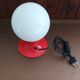 Table lamp orange metal with white opaline globe vintage 70s
