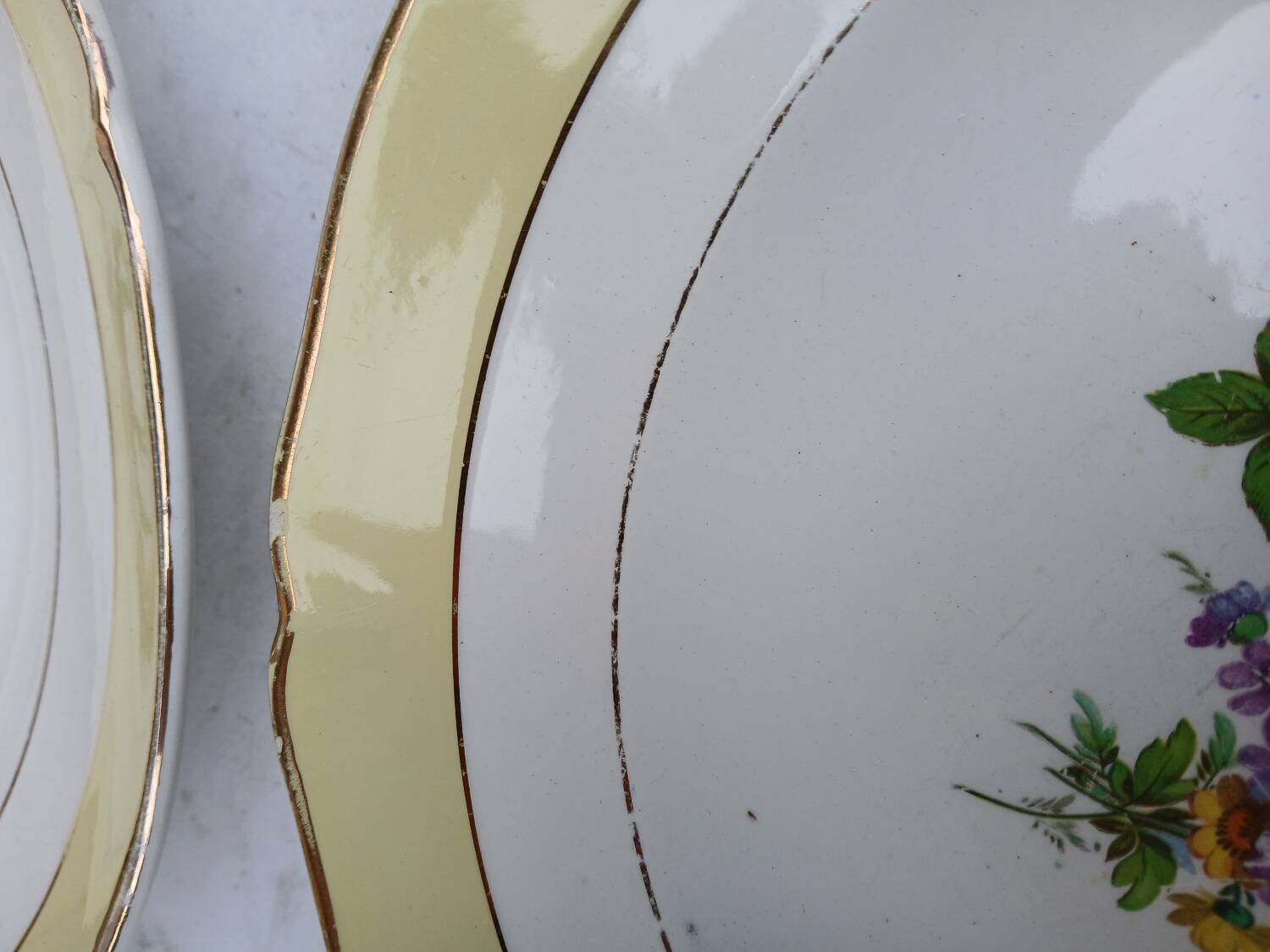 Set of 6 antique Ceranord deep plates - flower design