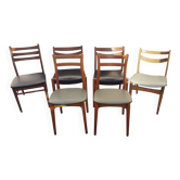Set of 6 mismatched vintage Scandinavian chairs.