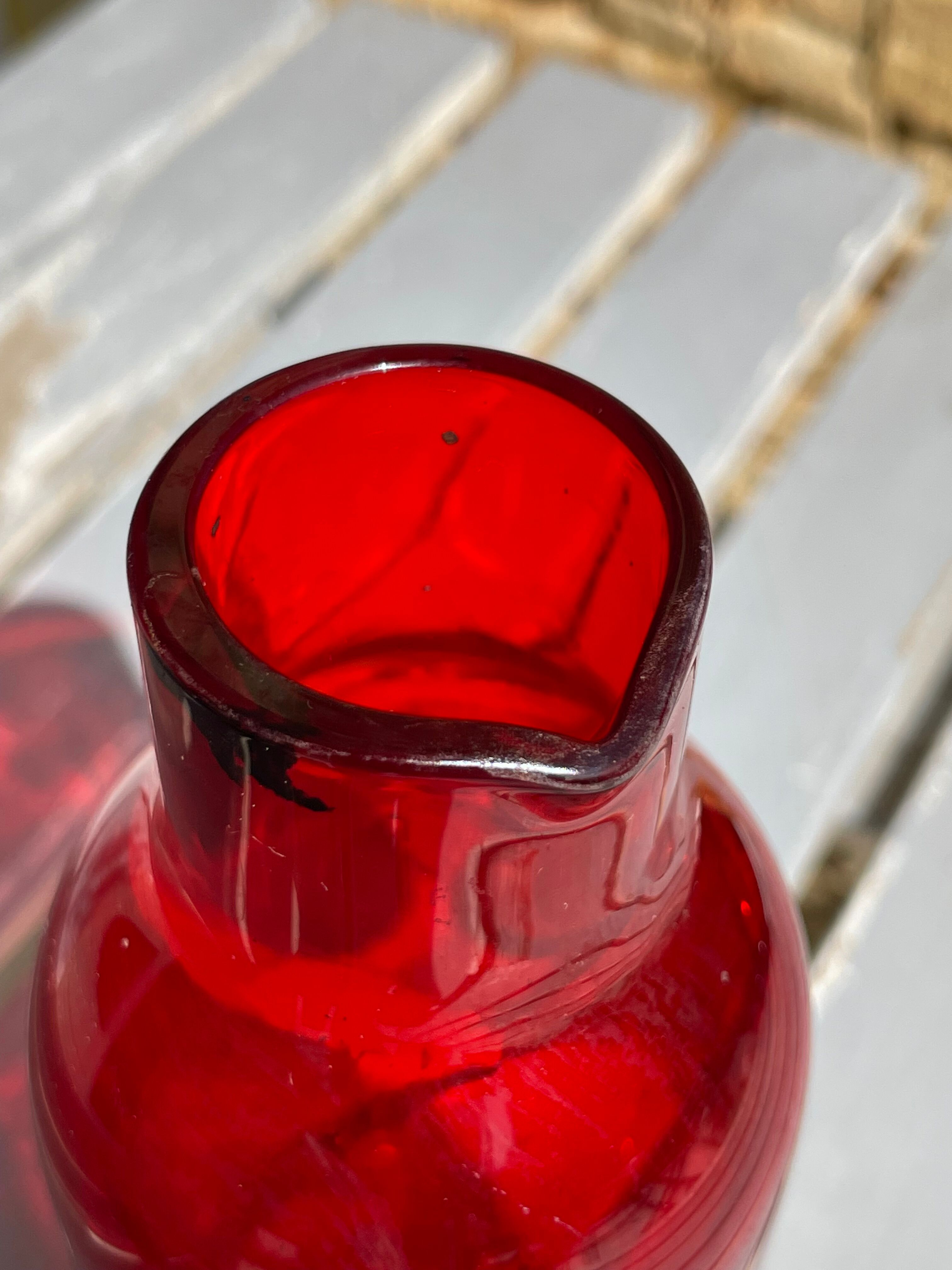 Red glass bouteill