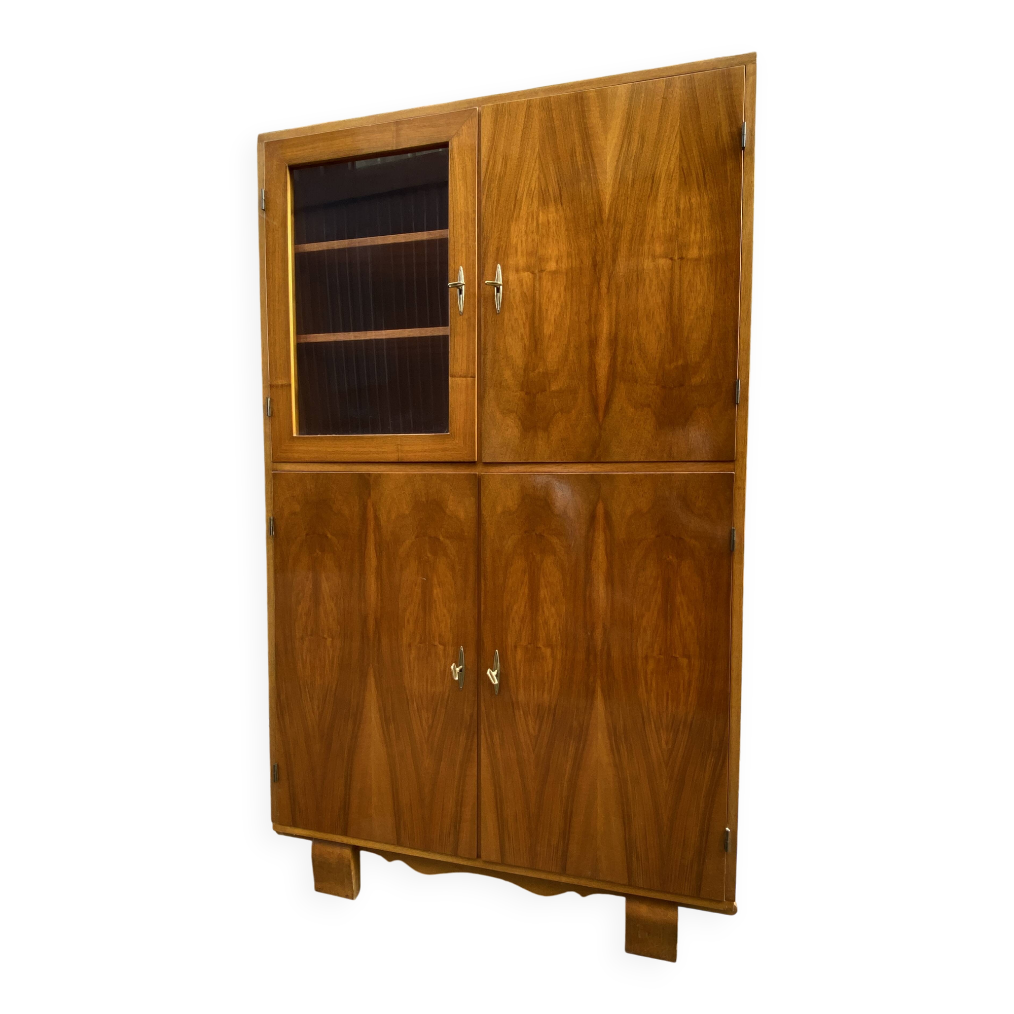 1950s French Art Deco Design Walnut Bookcase