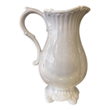 Pitcher has beautiful model beyerle niderviller black earth enamelled with white