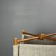 Midcentury Scandinavian pine table lamp with square fabric shade, 1970s