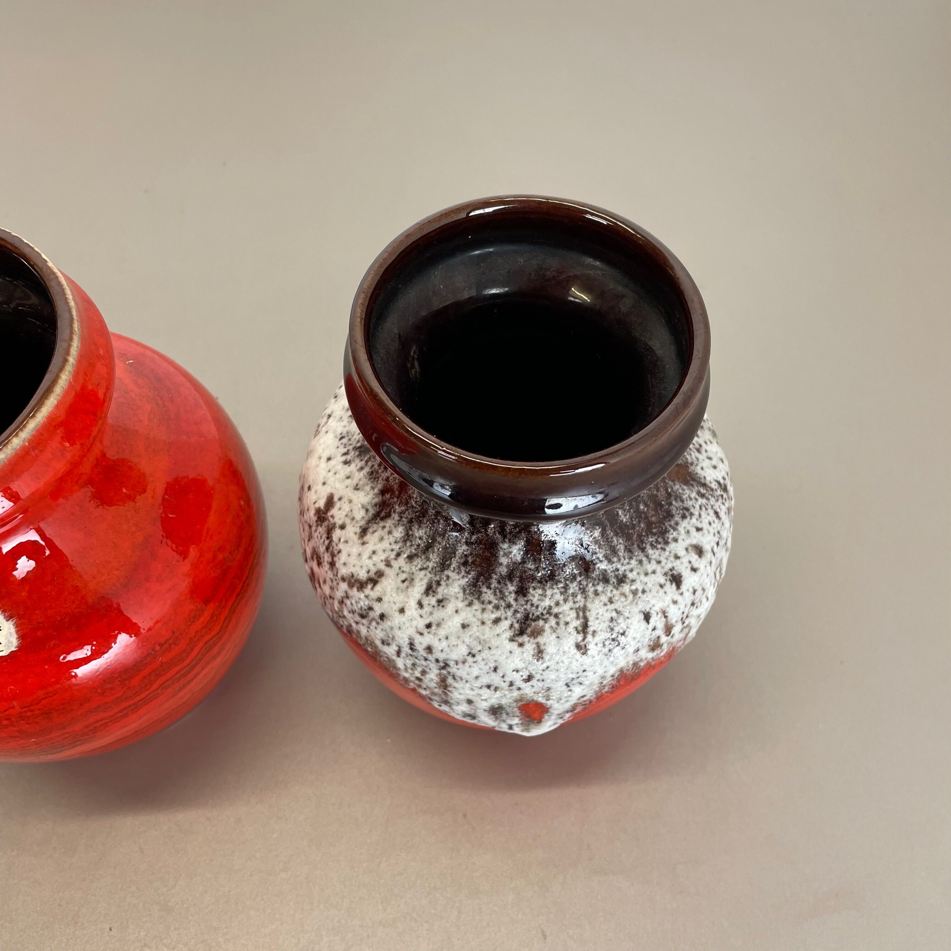 Set of 3 Multi-Color Fat Lava Op Art Pottery Vase Made Bay Ceramics, Germany