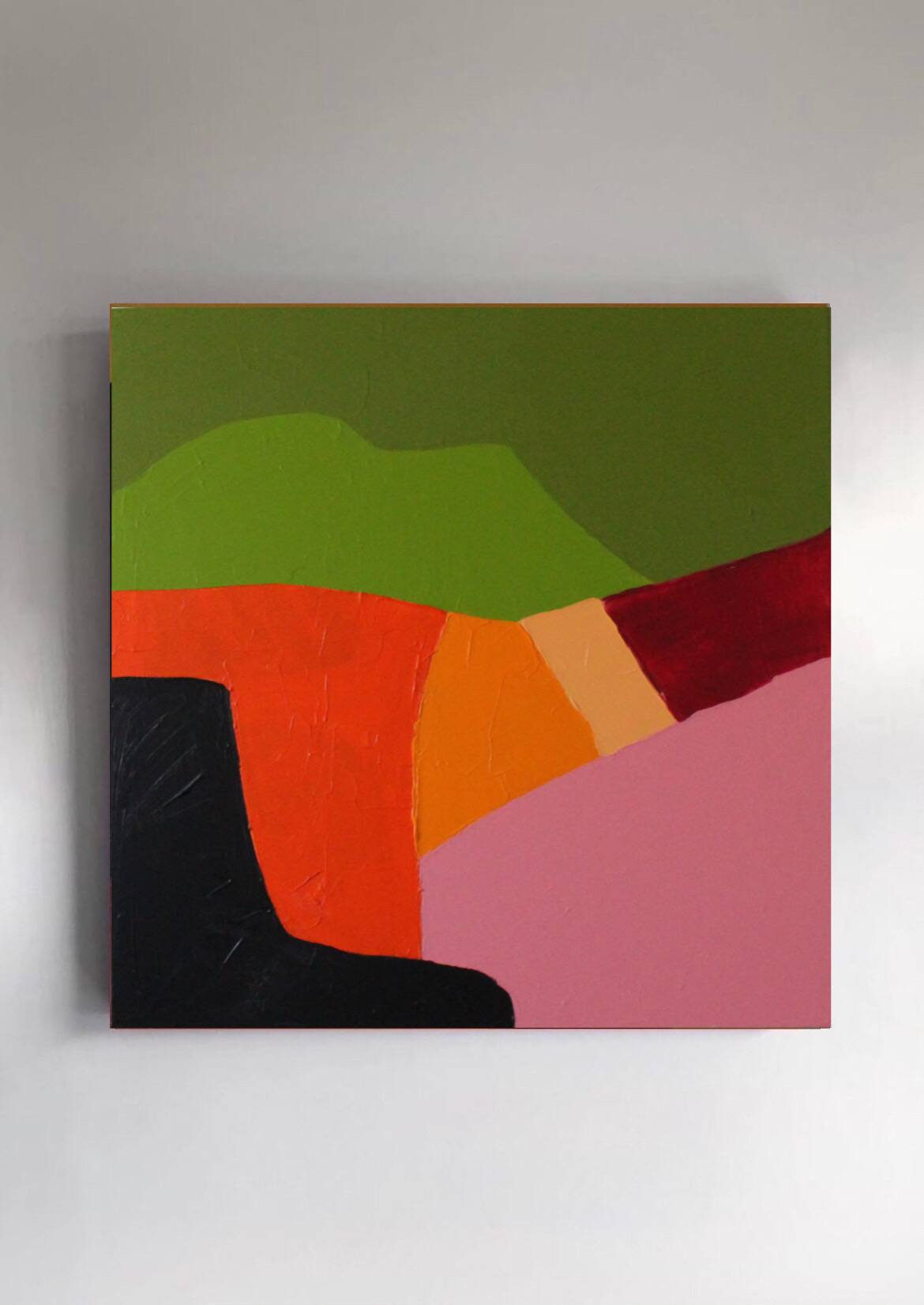 Abstract coloured landscape 80x80cm signed