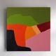 Abstract coloured landscape 80x80cm signed
