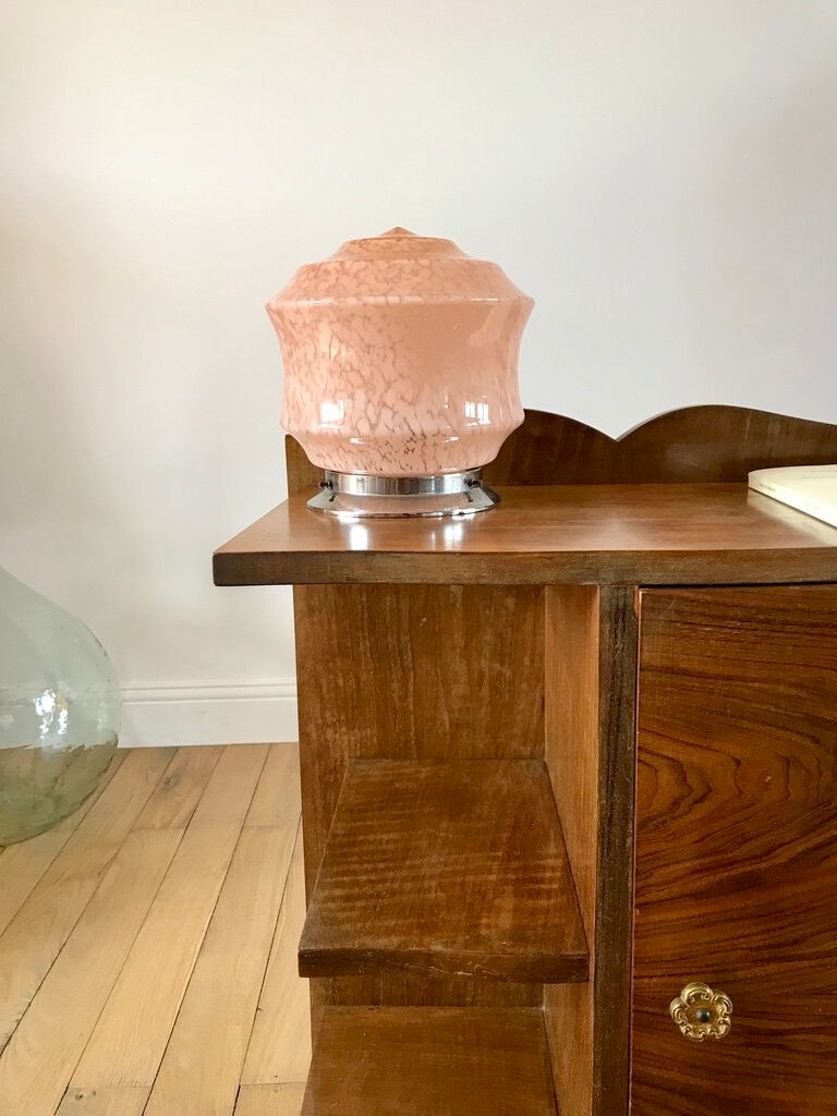 Veneer bedside table and handle flower art deco 30s