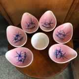 Old aperitif service vallauris bowl & 5 cups ceramic