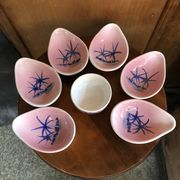 Ancien service apéro vallauris bol & 5 coupelles céramique rose