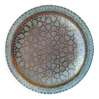Vintage Moroccan tray in copper metal