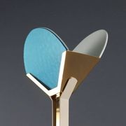 Vintage aluminium and glass floor lamp, Italian design, 1980s.