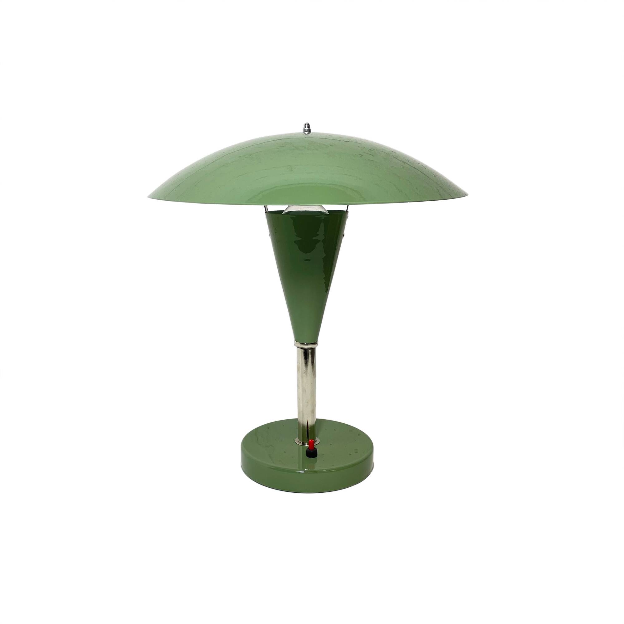 Green mushroom cabinet lamp, Lbd-5, 1950s.