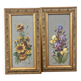 Gaston Corbier – Pair of floral paintings, oil on panel (63 cm)