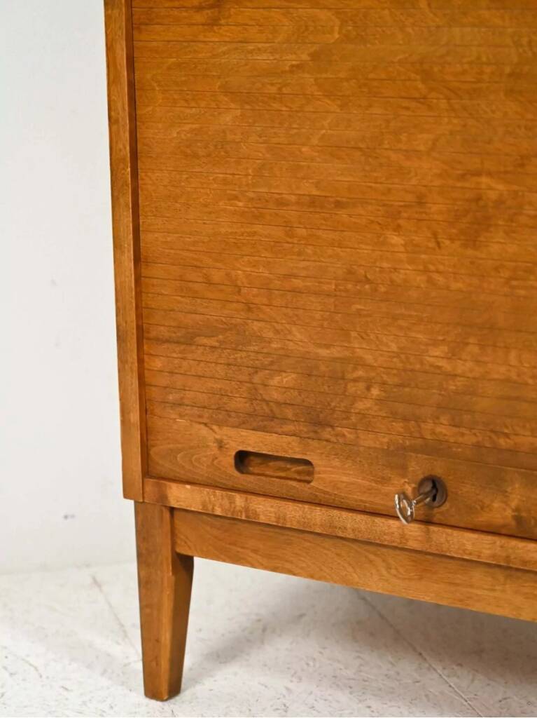 Antique Scandinavian filing cabinet, tambour archive cabinet, high-end, single, Sweden, 1960s