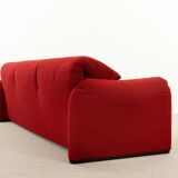 Maralunga 3-seater Sofa red by Vico Magistretti for Cassina, Italy