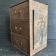 Small antique wooden drawer unit with floral painting, 1900.