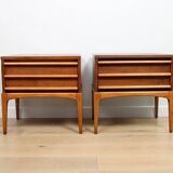 A pair of Vintage Mid-century style Lane 'Rhythm' bedside tables in walnut