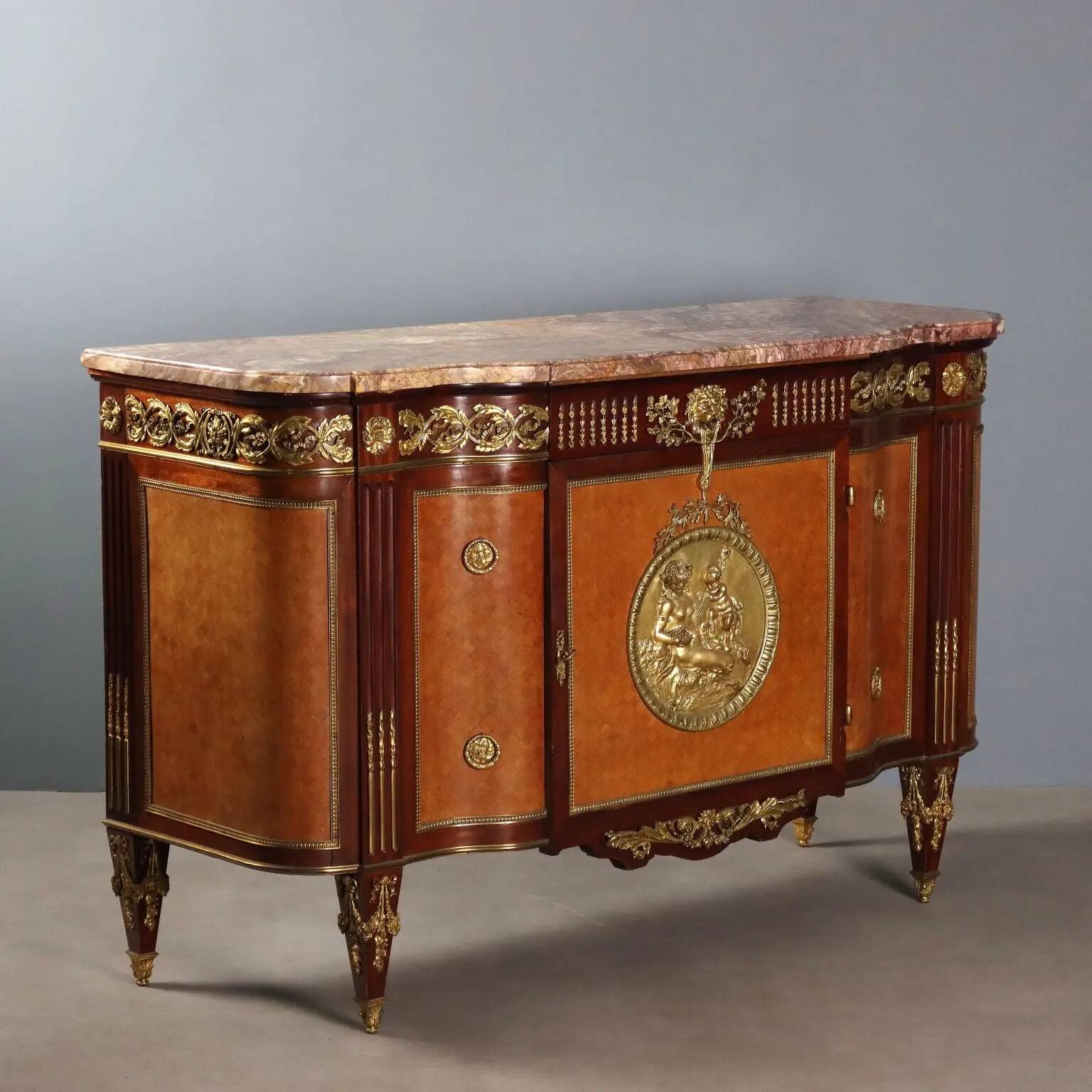 Louis XVI-style buffet in mahogany and gilded bronze, 20th century.