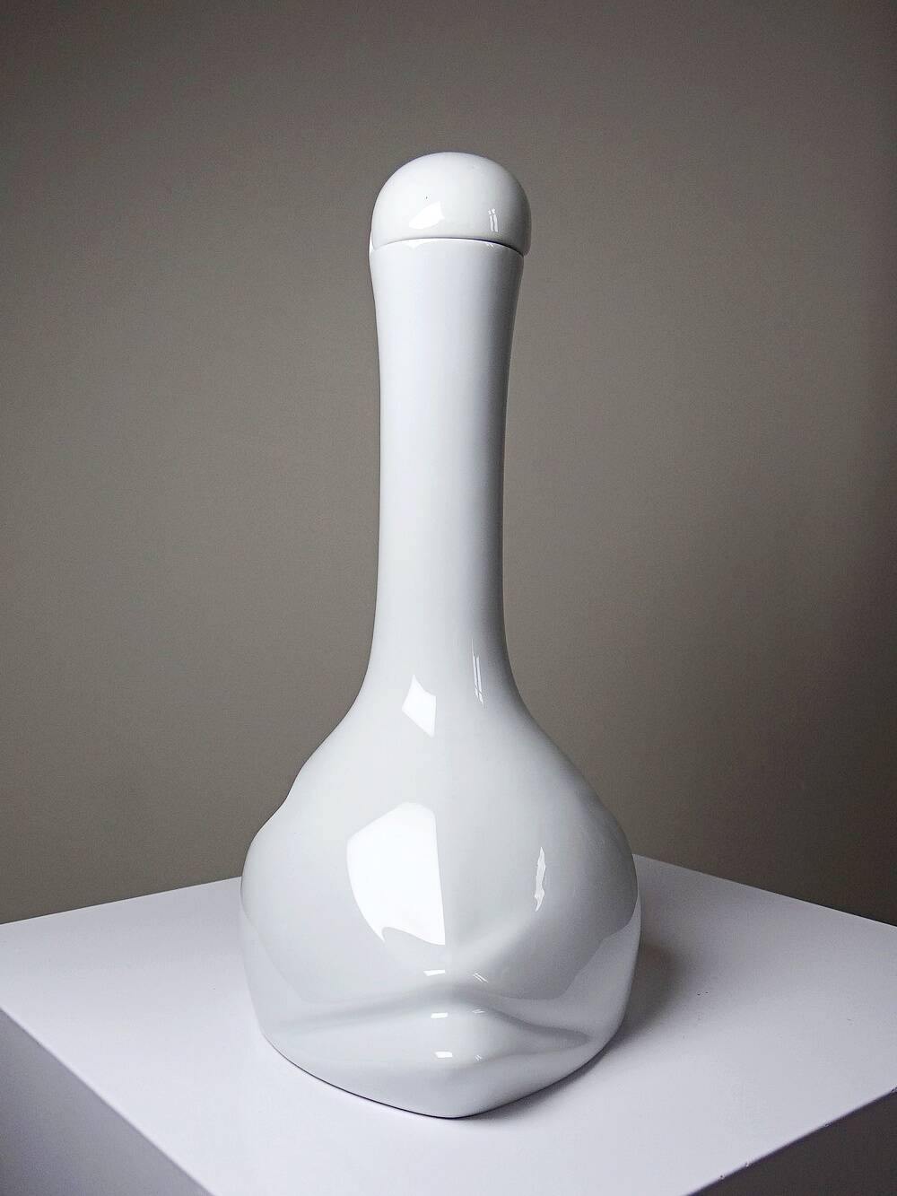 Vintage porcelain carafe from Limoges, white, model after Sandoz.