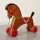 Wooden horse, vintage pull toy.