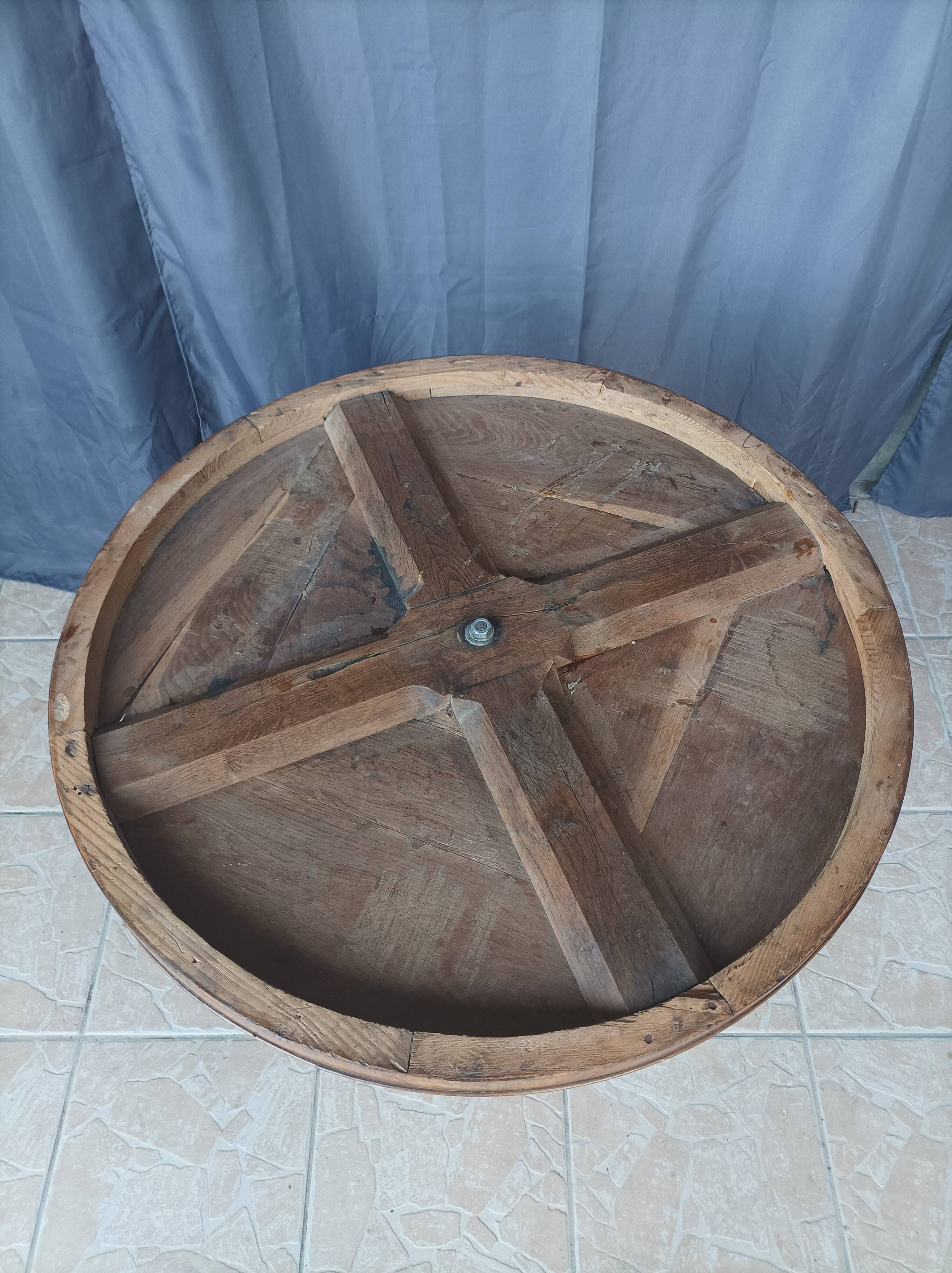 Walnut tripod pedestal table