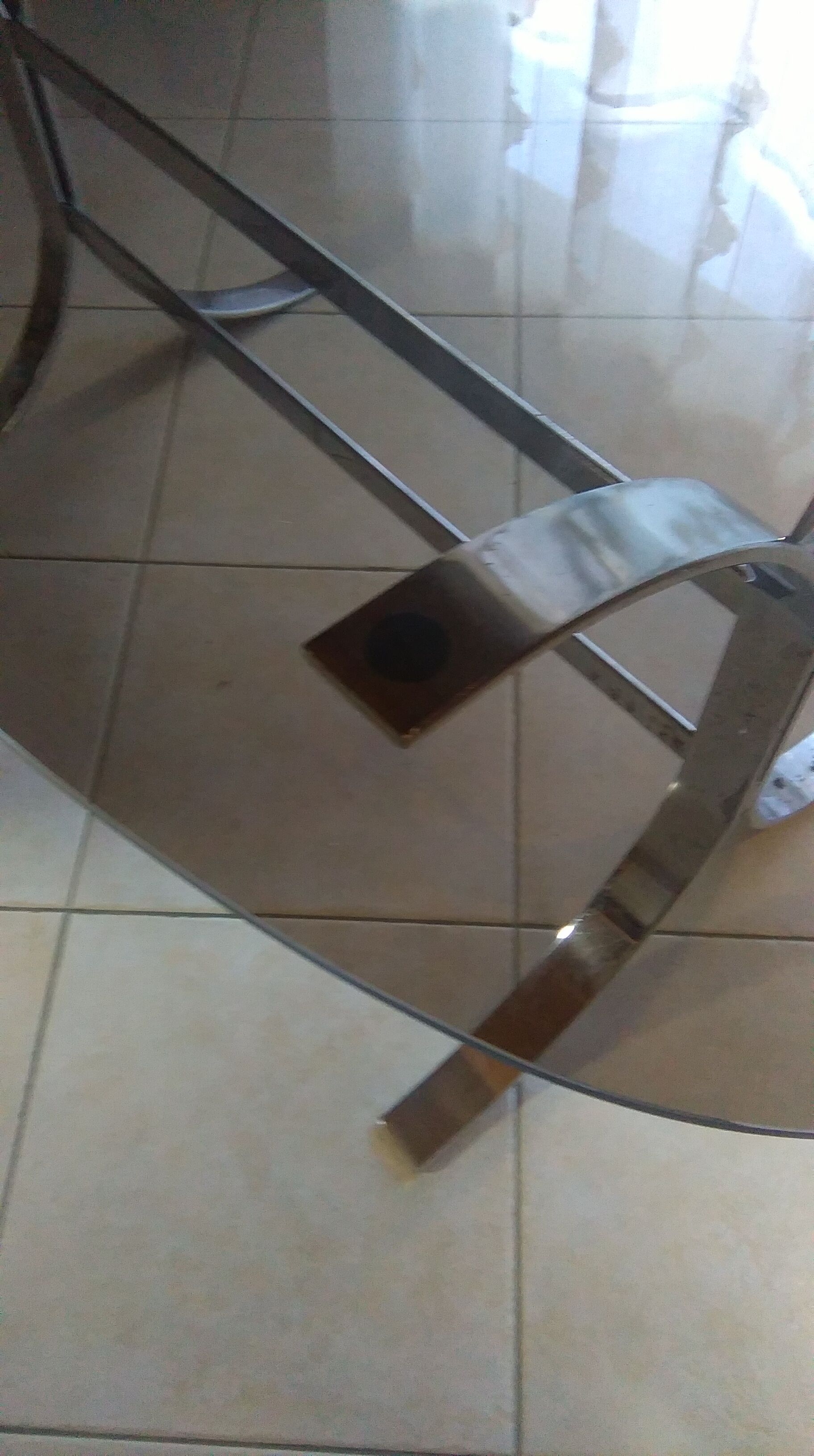 Table dining room glass and chrome of the 1970s
