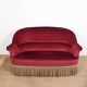 Sofa and pair of toad armchairs in red velvet.