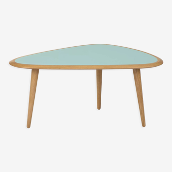 Coffee table 50s, oak - top in lacquer mineral green