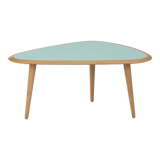 Coffee table 50s, oak - top in lacquer mineral green
