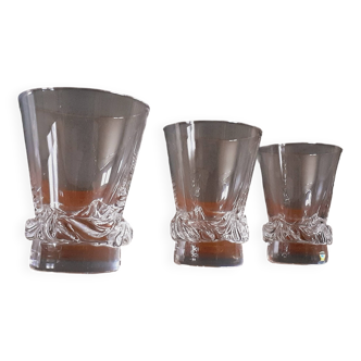3 crystal wine glasses by Daum, Sorcy model, 1950s