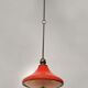 Vintage glass and brass pendant lamp / Italy, 60s
