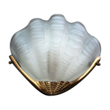 Wall lamp shell art deco in bronze and thick frost glass