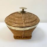 Vintage wicker and brass basket - 1970s