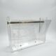 Vintage David Lange magazine rack for Roche Bobois - Plexiglas and brass