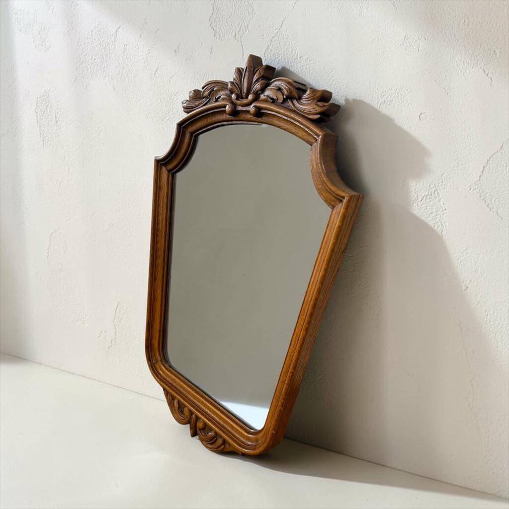 Vintage baroque wooden mirror / Retro wooden wall mirror
