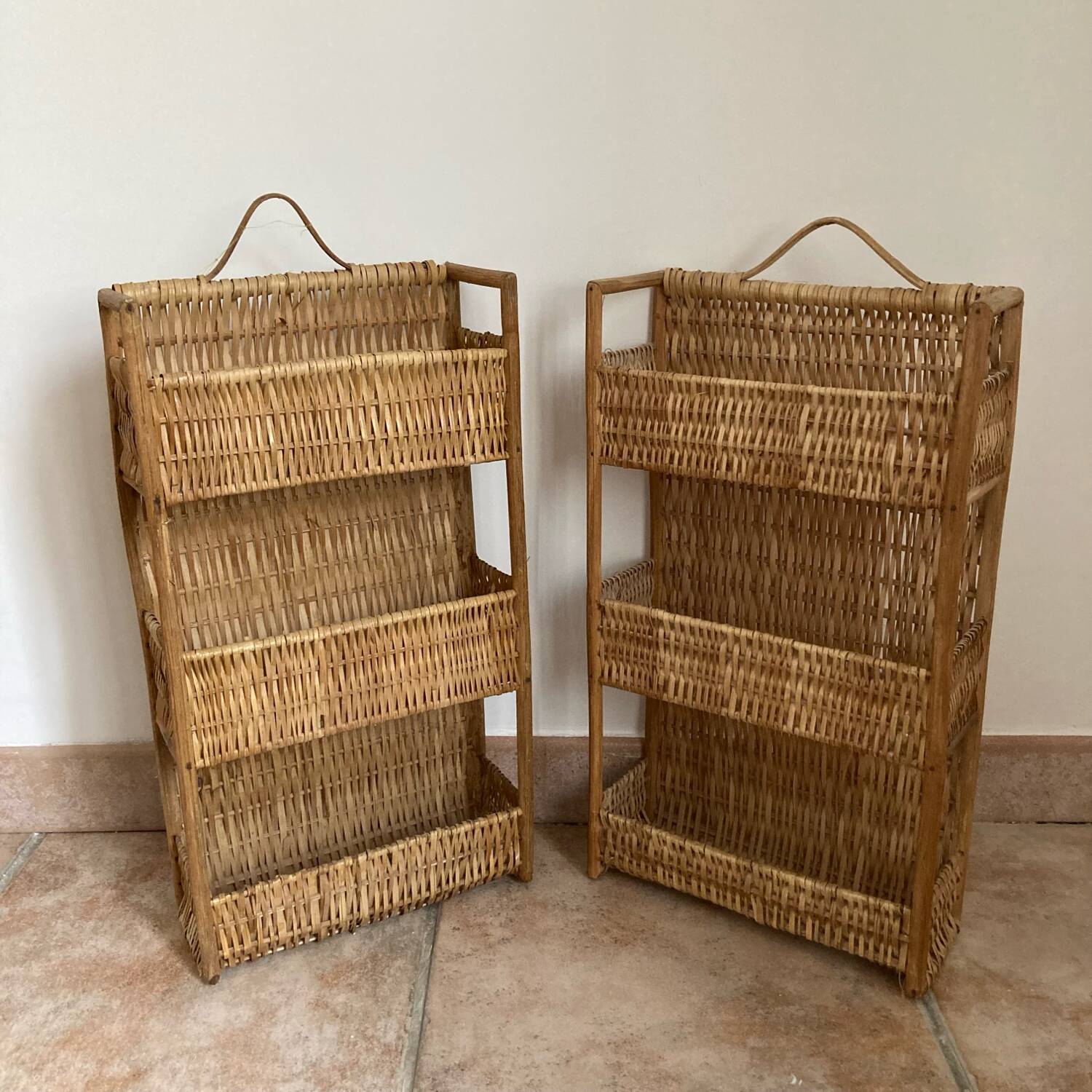 Vintage wicker wall shelf
