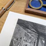 Camposanto, Pisa, old engraving, printed in 1841.