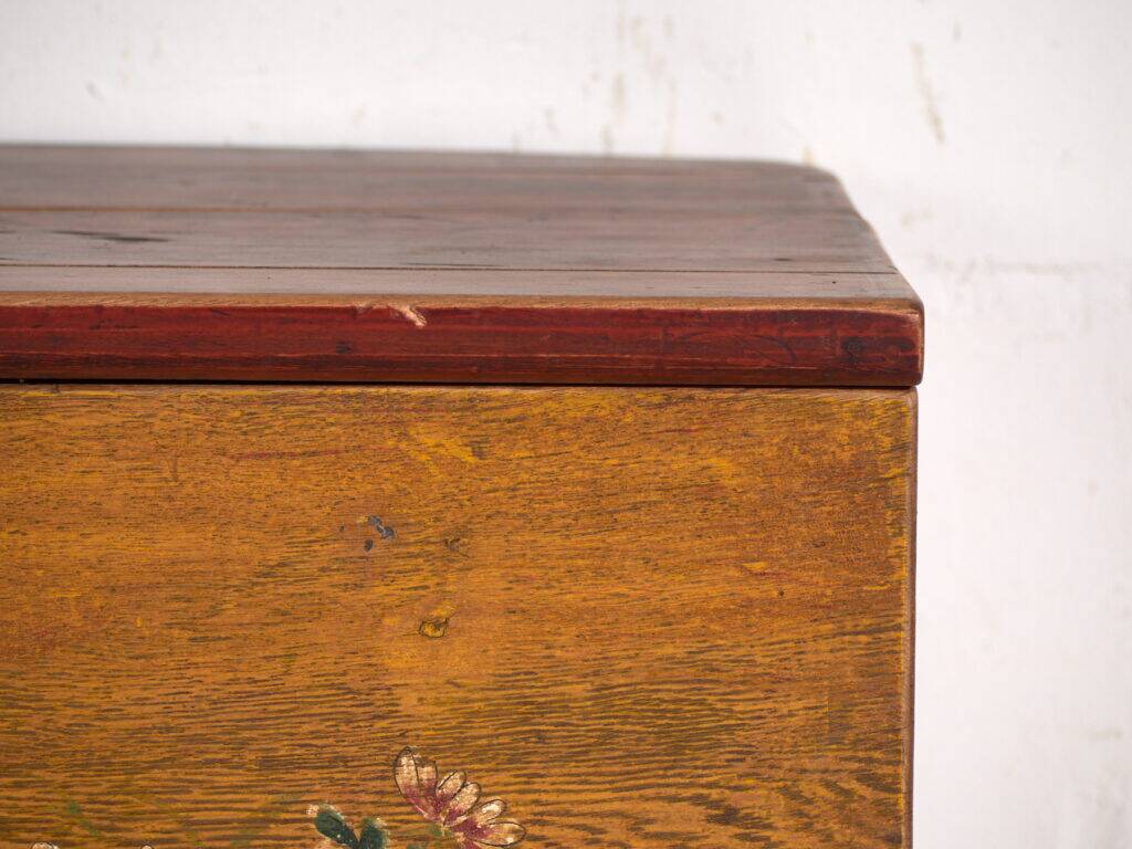 Antique Chinese chest with painted flowers in elm – China, circa 1900